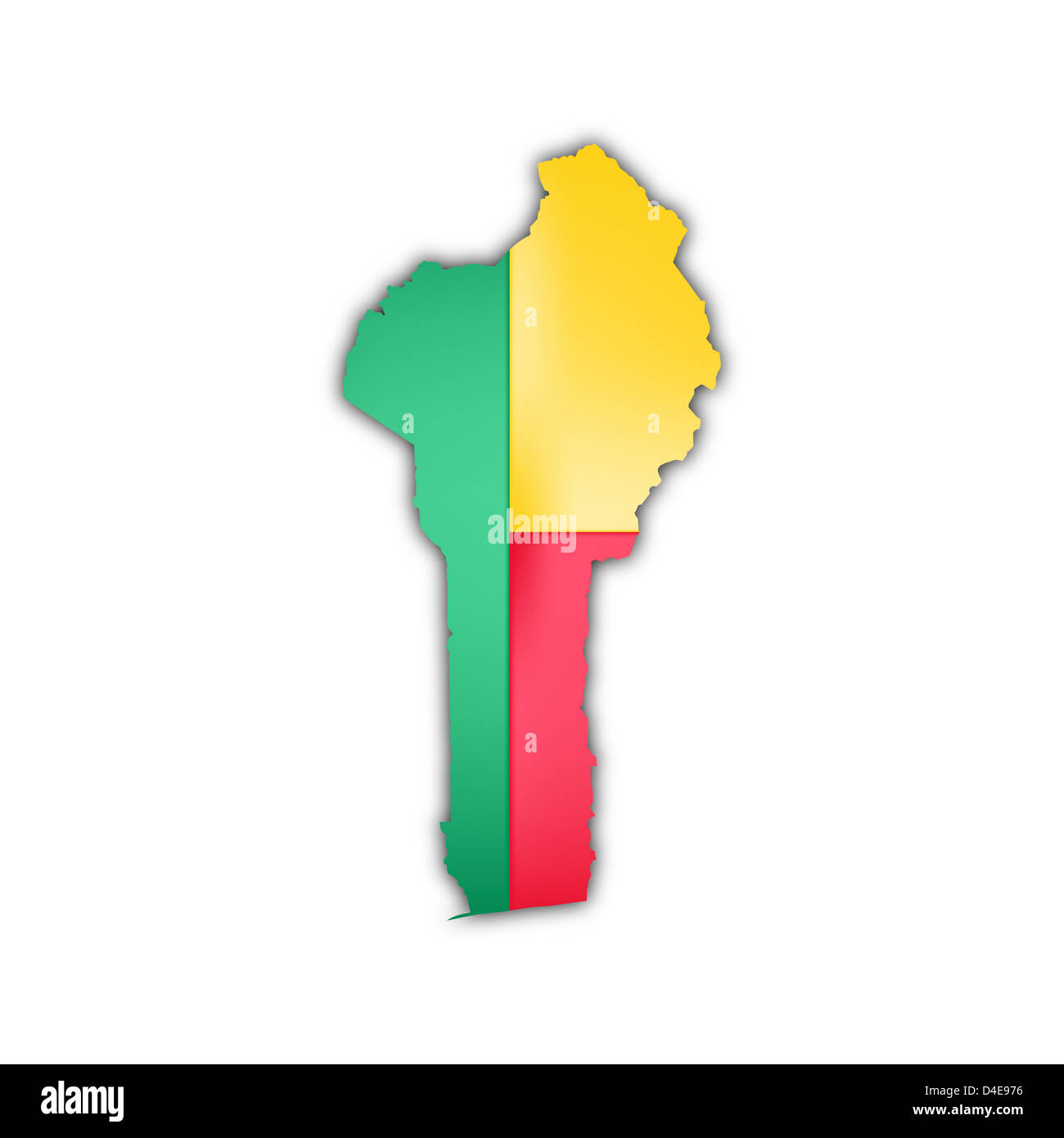 La carte et drapeau du Bénin avec ombre Banque D'Images