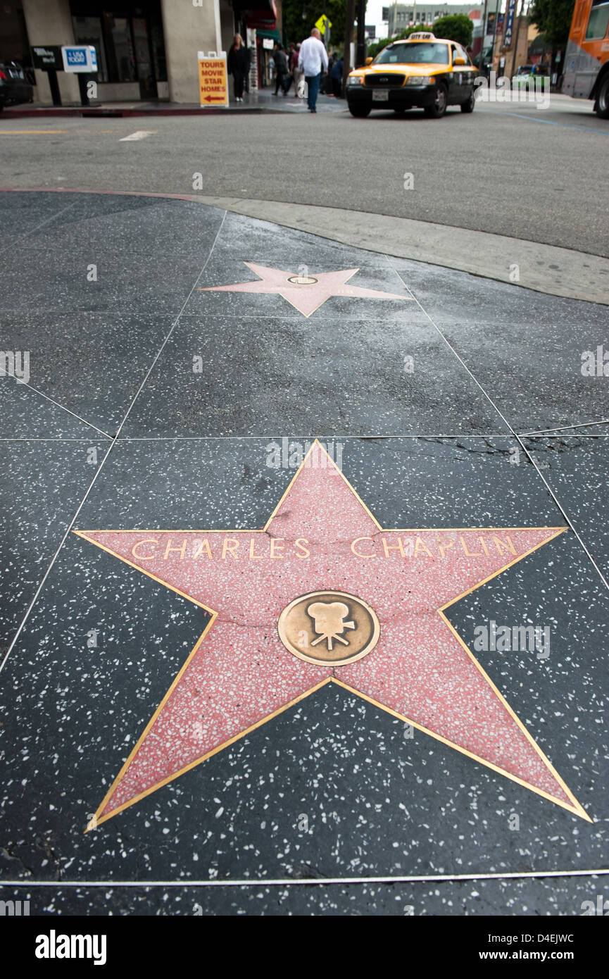 Los Angeles, USA, pour Charles Chaplin étoile sur le Walk of Fame Banque D'Images