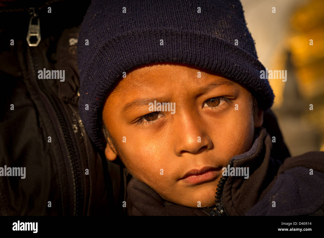 Portrait garçon népalais, Vallée de Katmandou, Népal Banque D'Images