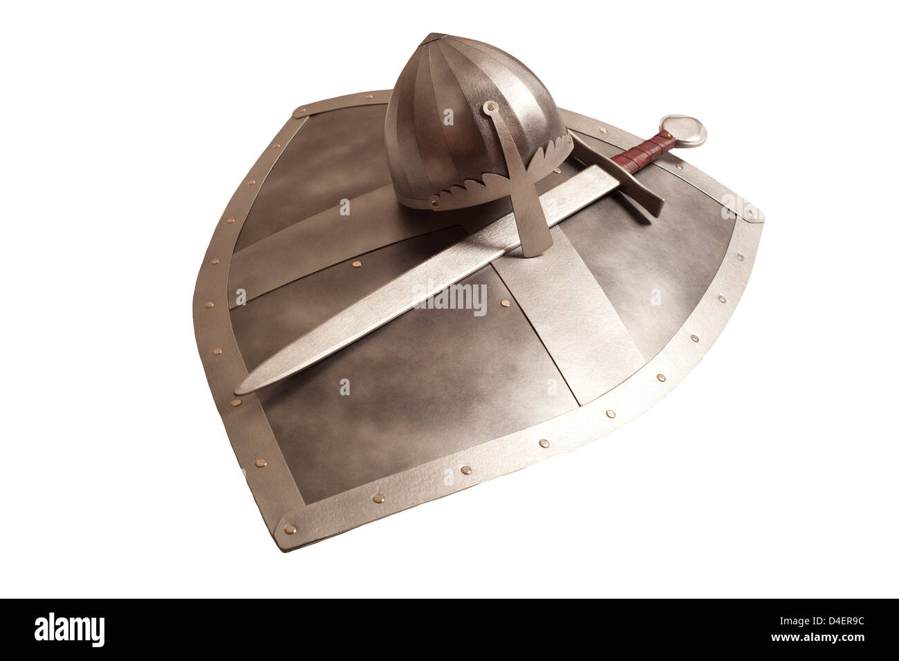 Bouclier épée médiévale et helm Banque D'Images