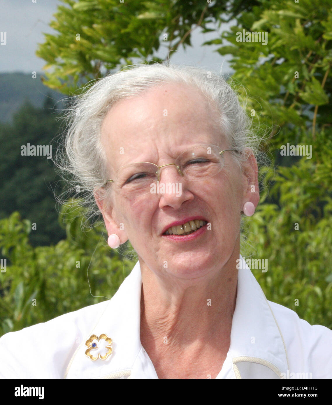 La Reine Margrethe II de Danemark capturé au Chateau de Cayx, où elle et son mari a reçu la presse à Cahors, France, 08 août 2008. Photo : A. Nieboer (Pays-Bas) Banque D'Images