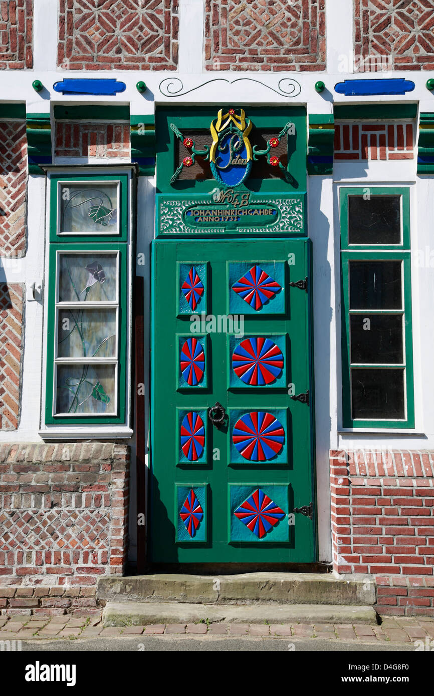 Altes Land, Estebruegge, vieille porte, Basse-Saxe, Allemagne Banque D'Images