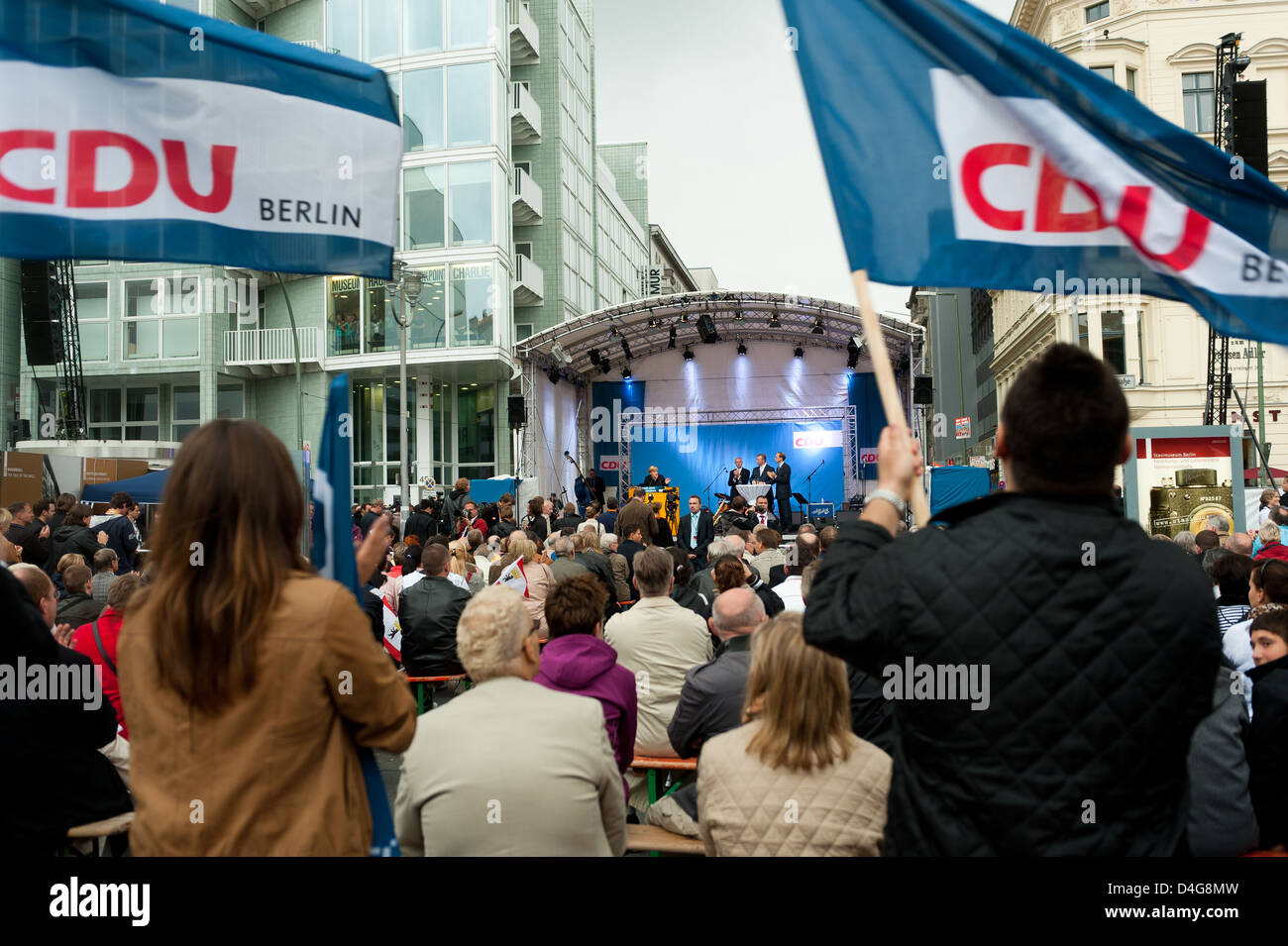 Berlin, Allemagne, Angela Merkel, CDU, à un événement de campagne Banque D'Images