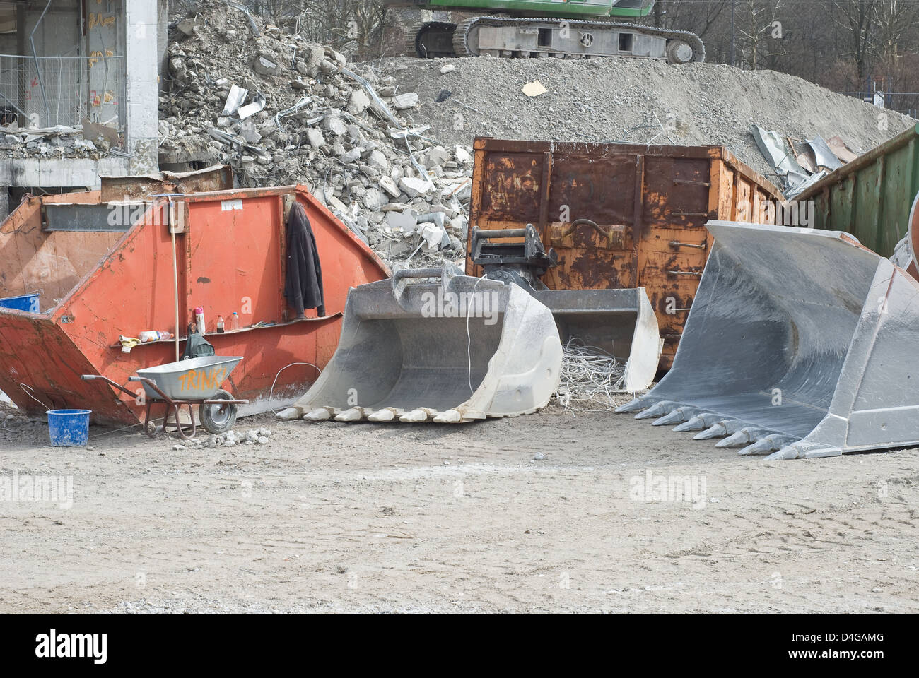 Les machines lourdes comme l'équipement de démolition Construction Site Banque D'Images