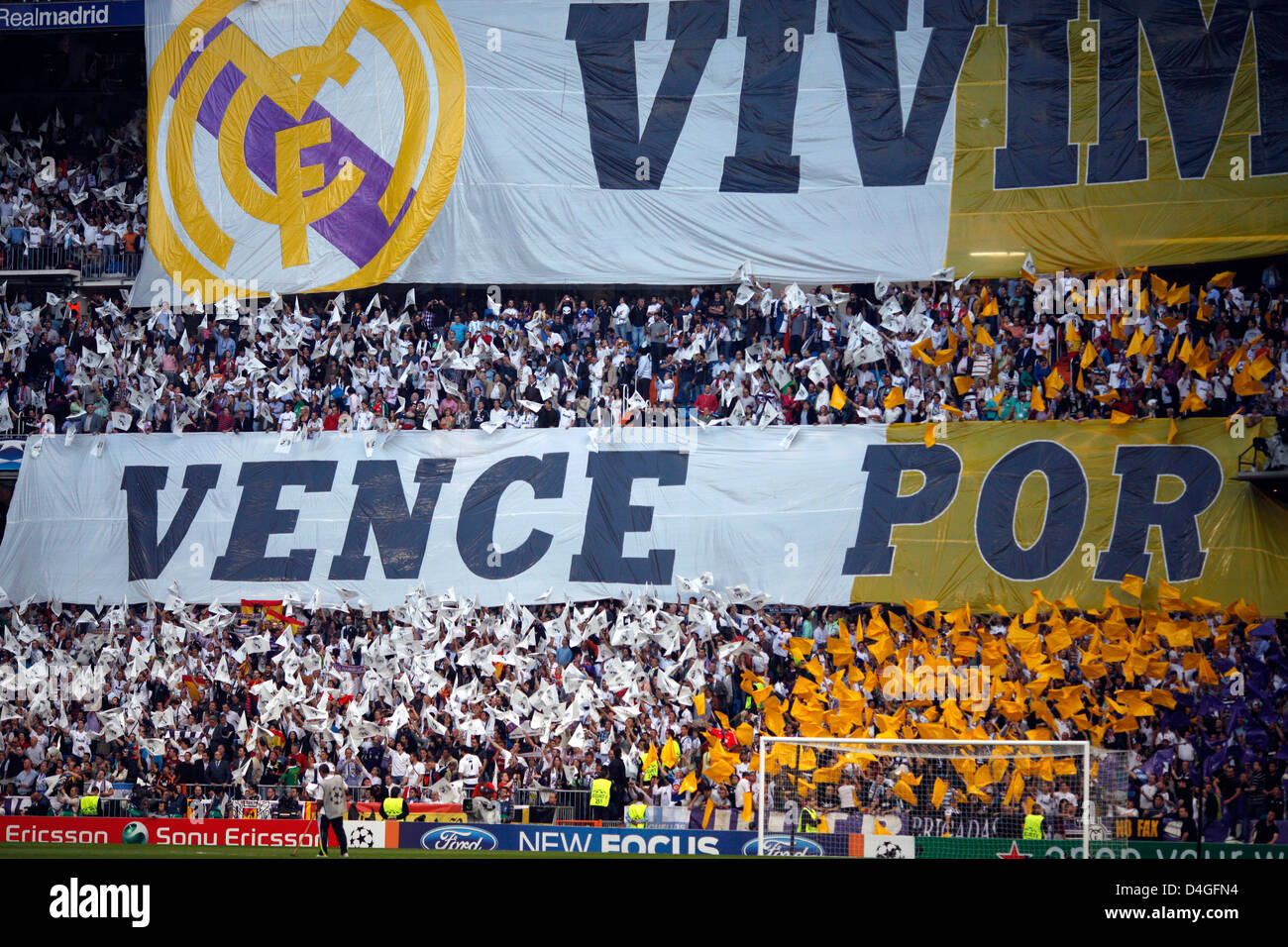 Madrid, Espagne, fans de Real Madrid CF dans l'UEFA Champions League semi-final Banque D'Images