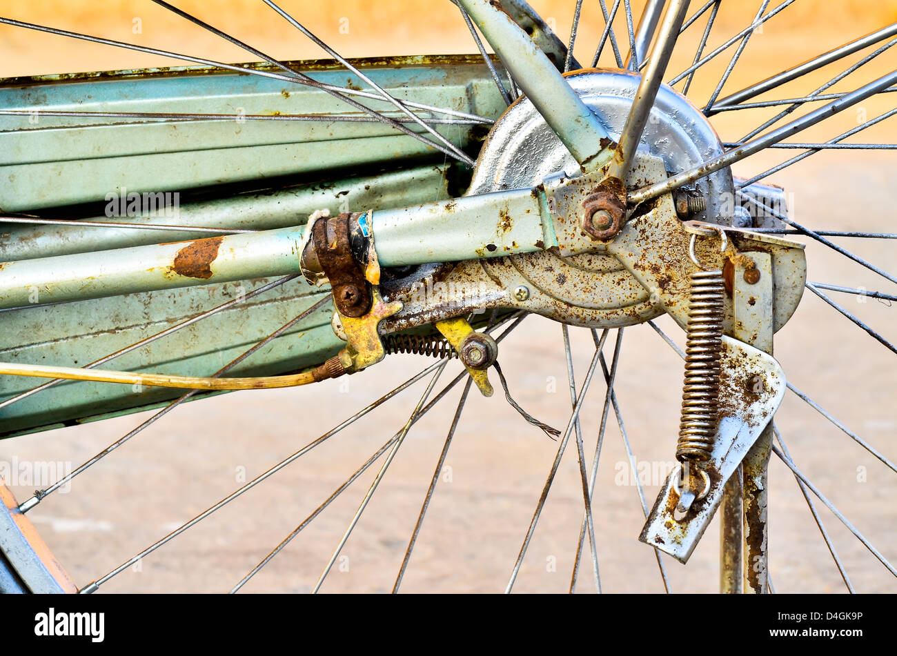 Détails de vieux retour roue de bicyclette Banque D'Images