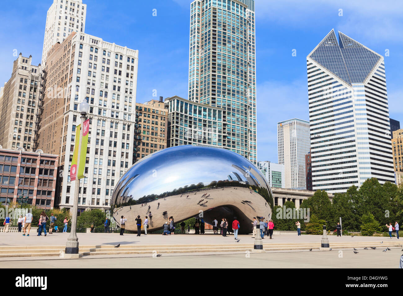 Parc du millénaire, la Cloud Gate sculpture en acier par Anish Kapoor, Chicago, Illinois, États-Unis Banque D'Images