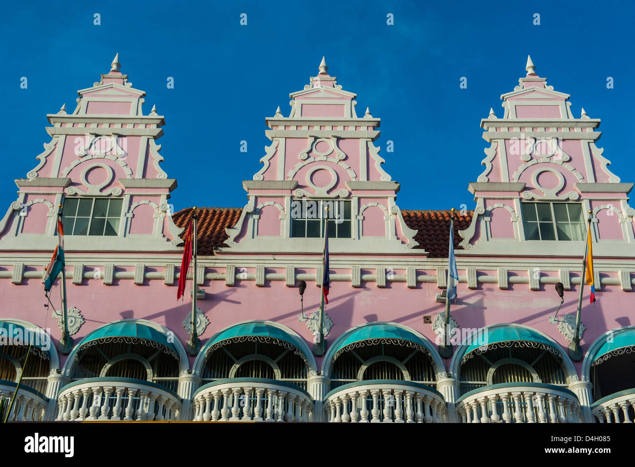 Centre-ville d'Oranjestad, la capitale d'Aruba, îles ABC, Netherlands Antilles, Caraïbes Banque D'Images