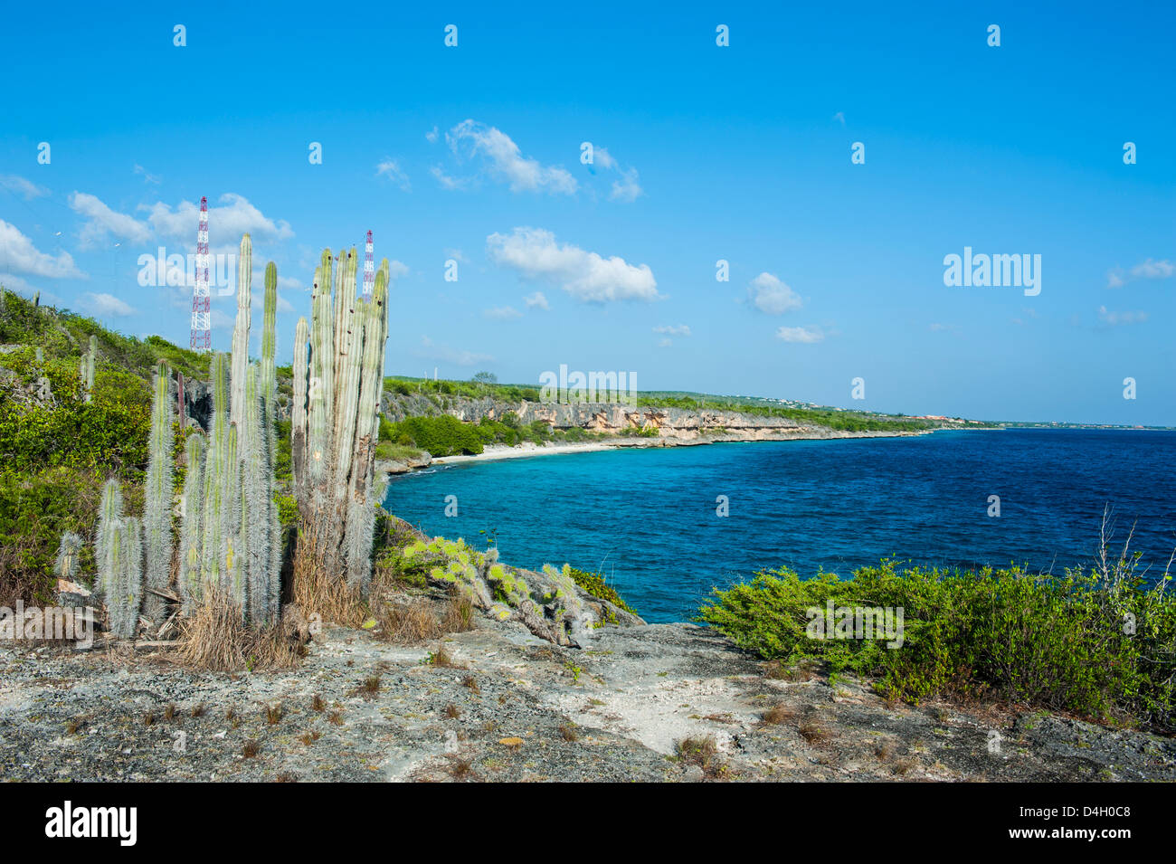 La ligne de côte dans le Parc National Washington-Slagbaai, Bonaire, les îles ABC, Netherlands Antilles, Caraïbes Banque D'Images