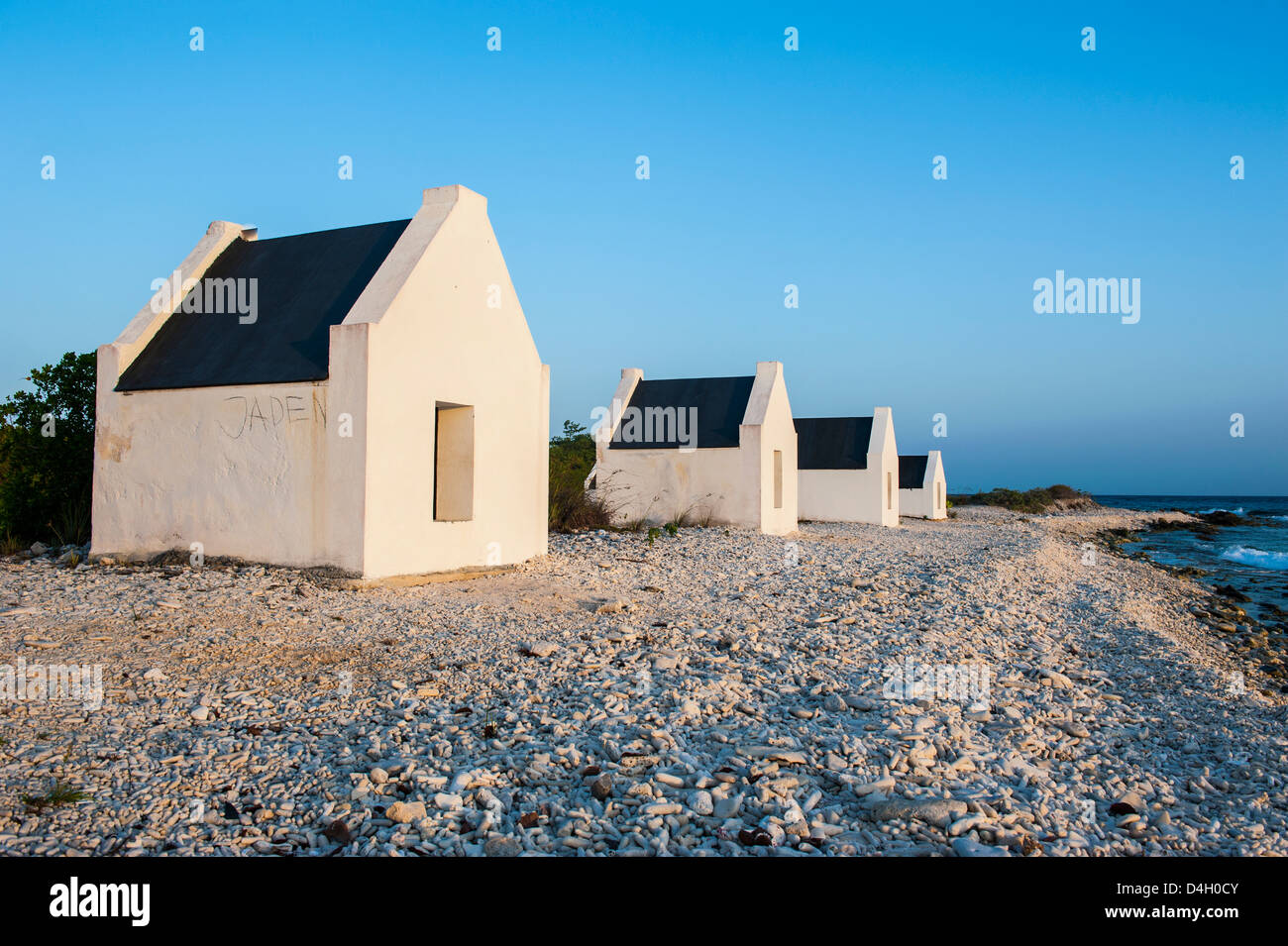 Cabanes d'esclaves à Bonaire, Îles ABC, Netherlands Antilles, Caraïbes Banque D'Images