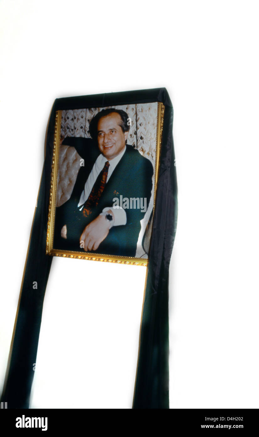 Liban Photo de l'homme décédé en écharpe noire - Accueil Banque D'Images