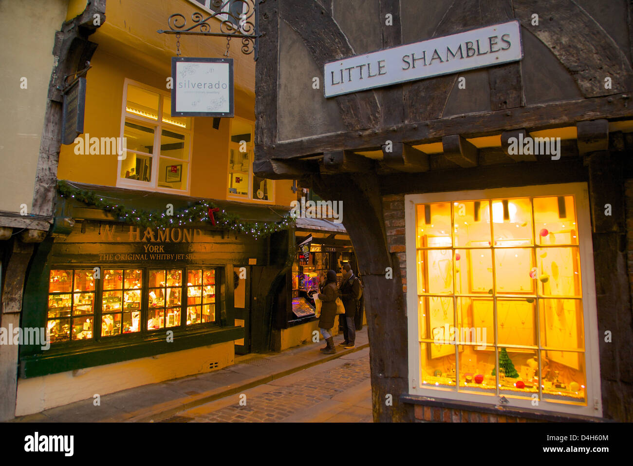 La pagaille à Noël, York, Yorkshire, Angleterre, Royaume-Uni Banque D'Images