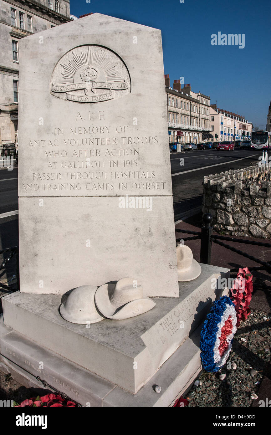 Anzac Memorial Esplanade Weymouth Dorset Banque D'Images
