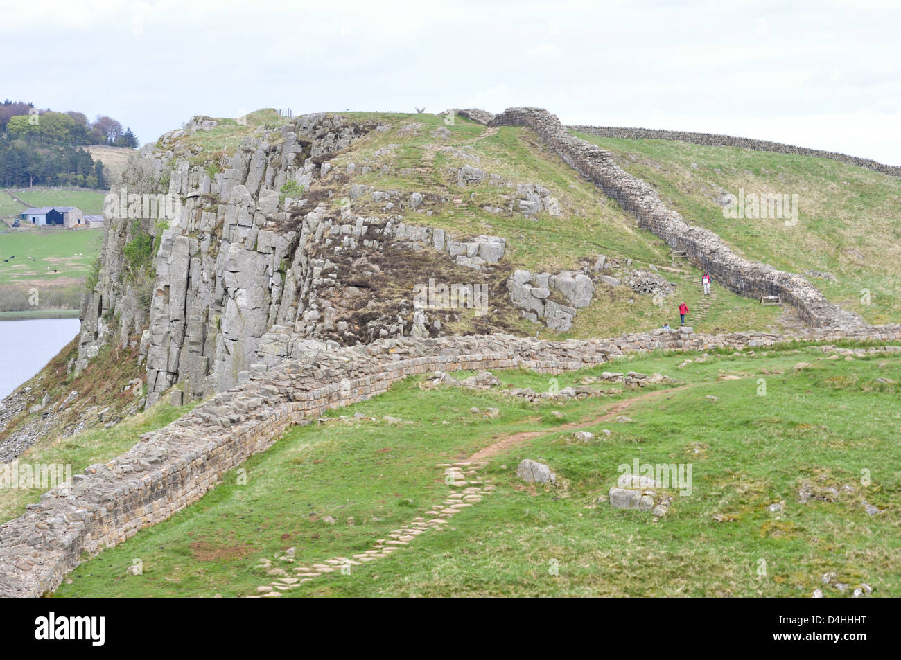 Mur d'Hadrien, à l'acier Rigg, Parc National de Northumberland, en Angleterre. Banque D'Images