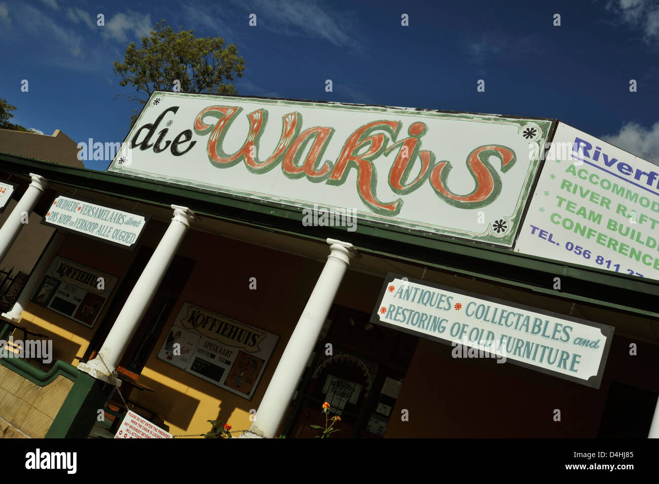 Parys, Orange Free State, Afrique du Sud, paysage, la boutique sign, destination touristique populaire pour le shopping, divertissement, façade du bâtiment Banque D'Images