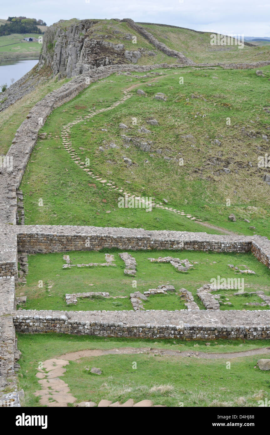 Mur d'Hadrien, à l'acier Rigg, Parc National de Northumberland, en Angleterre. Banque D'Images