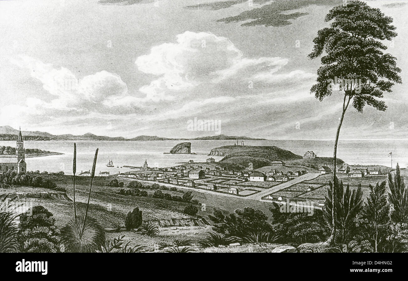 NEWCASTLE, Nouvelle-Galles du Sud, Australie, en 1825, trois ans après avoir cessé d'être une colonie pénitentiaire. Banque D'Images
