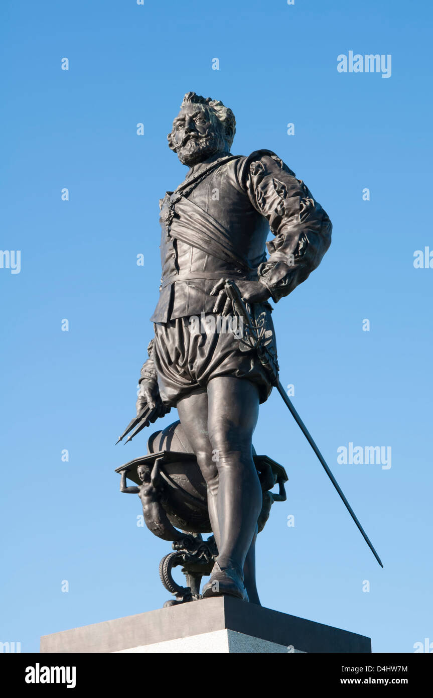 Statue de Sir Francis Drake sur Plymouth Hoe Banque D'Images