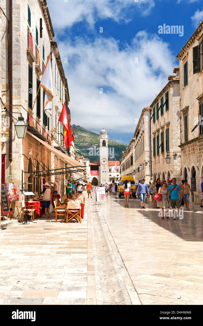 Rue piétonne de Dubrovnik Croatie Pays de l'été Banque D'Images