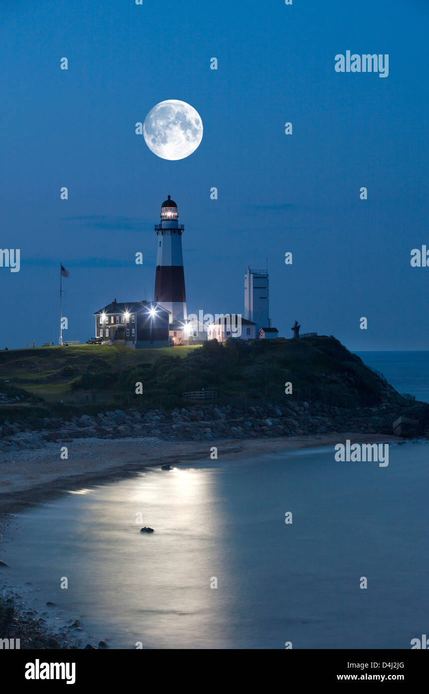 Le phare de MONTAUK BEACH EAST HAMPTON Comté de Suffolk LONG ISLAND NEW YORK STATE USA Banque D'Images