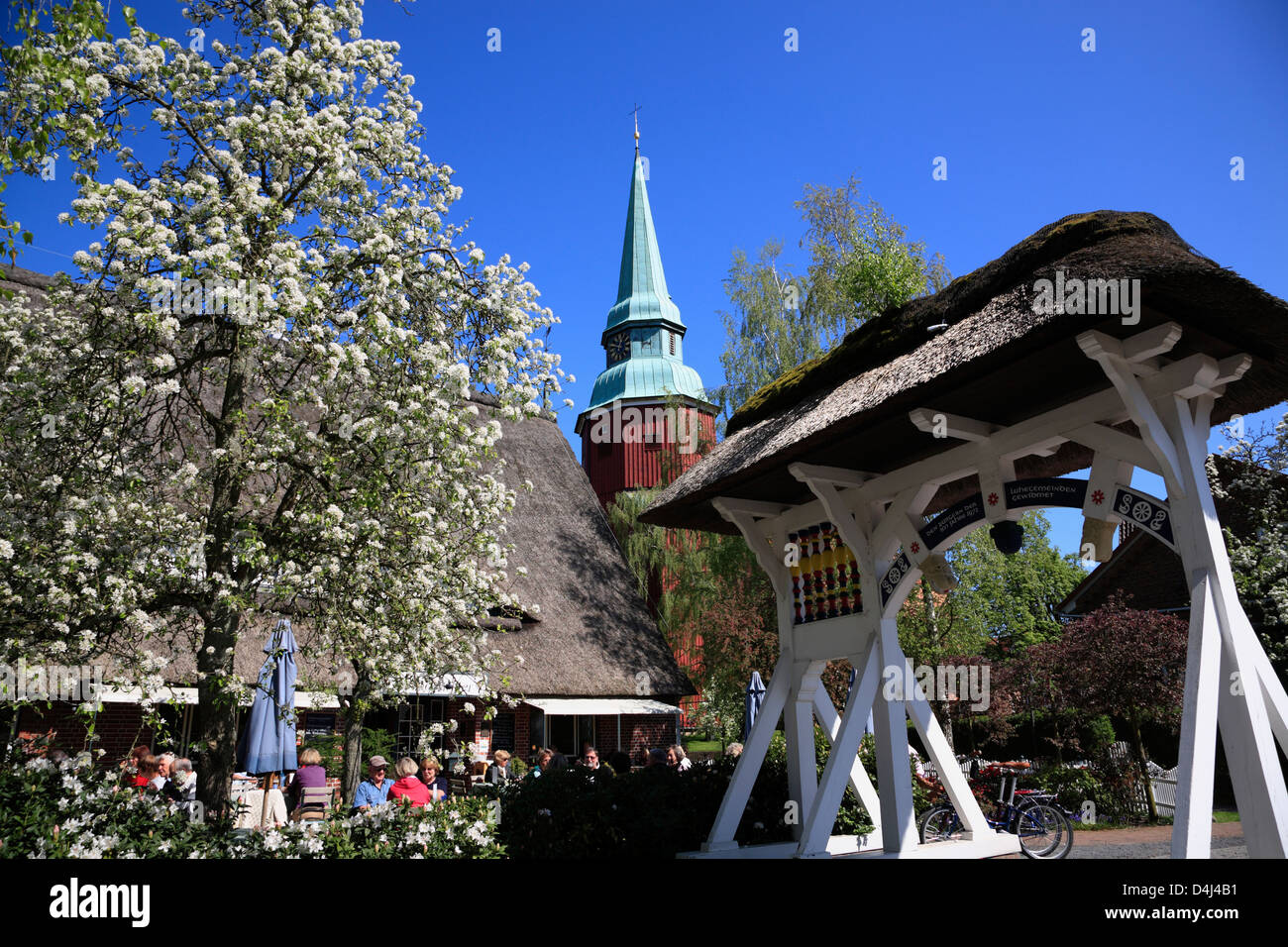 Altes Land, Steinkirchen, Restaurant et hôtel WINDMUELLER, Basse-Saxe, Allemagne Banque D'Images