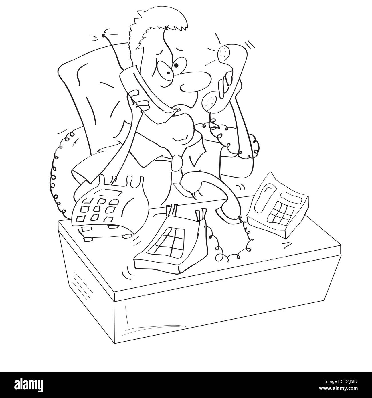 Un homme d'affaires est déchiré entre téléphones mobiles. Banque D'Images