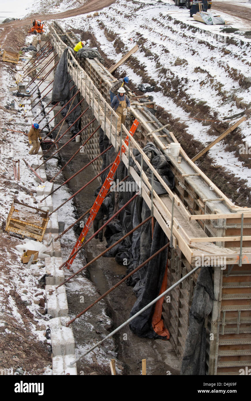 La construction de nouveaux quais sur le canal Érié. Banque D'Images