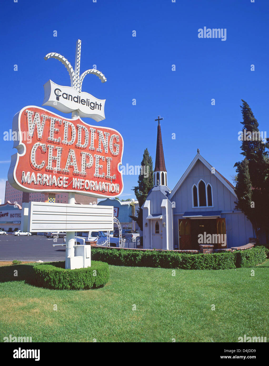 Chapelle de Mariage aux chandelles sur la bande de Vegas, Las Vegas, Nevada, United States of America Banque D'Images