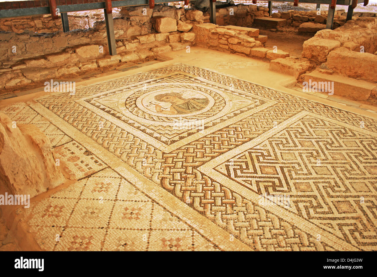 Dans la mosaïque antique Kourion, Chypre. Banque D'Images