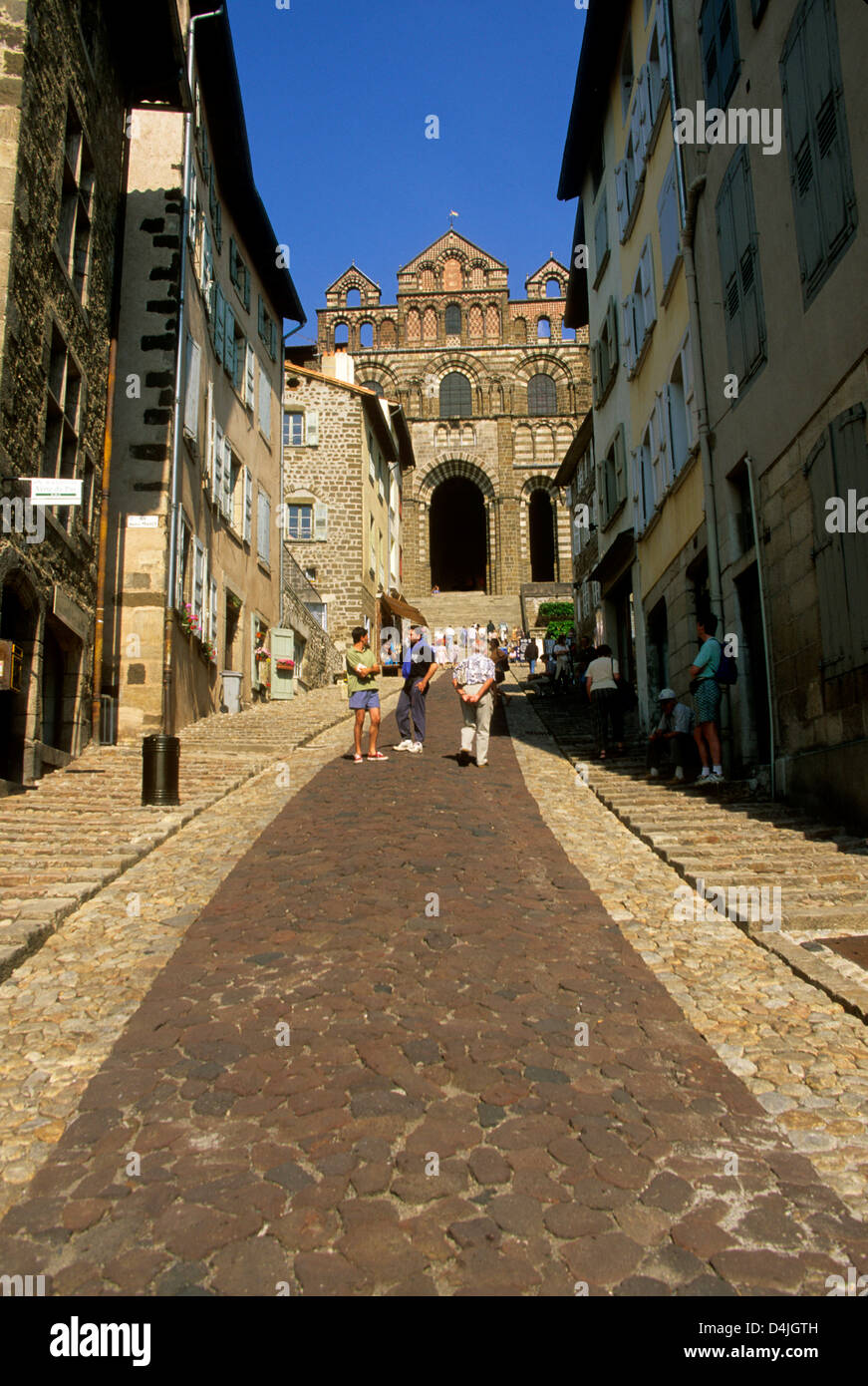 Le Puy en Velay, départ de Saint Jacques de Compostelle, cathédrale Notre Dame, la Haute Loire, Auvergne, France, Europe Banque D'Images