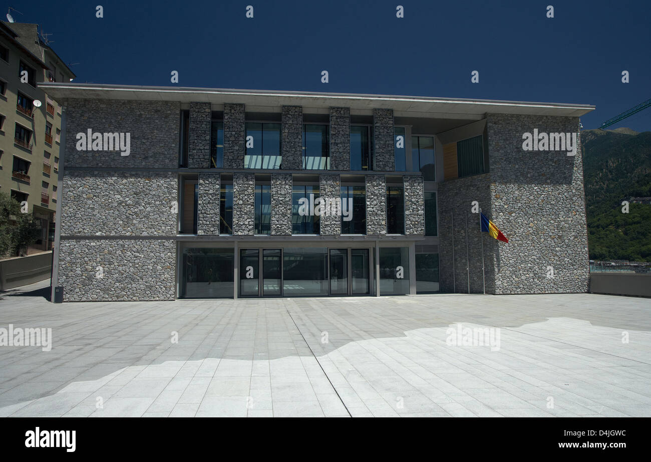 Andorre-la-Vieille, Andorre, la construction du Consell general de les Valls Banque D'Images