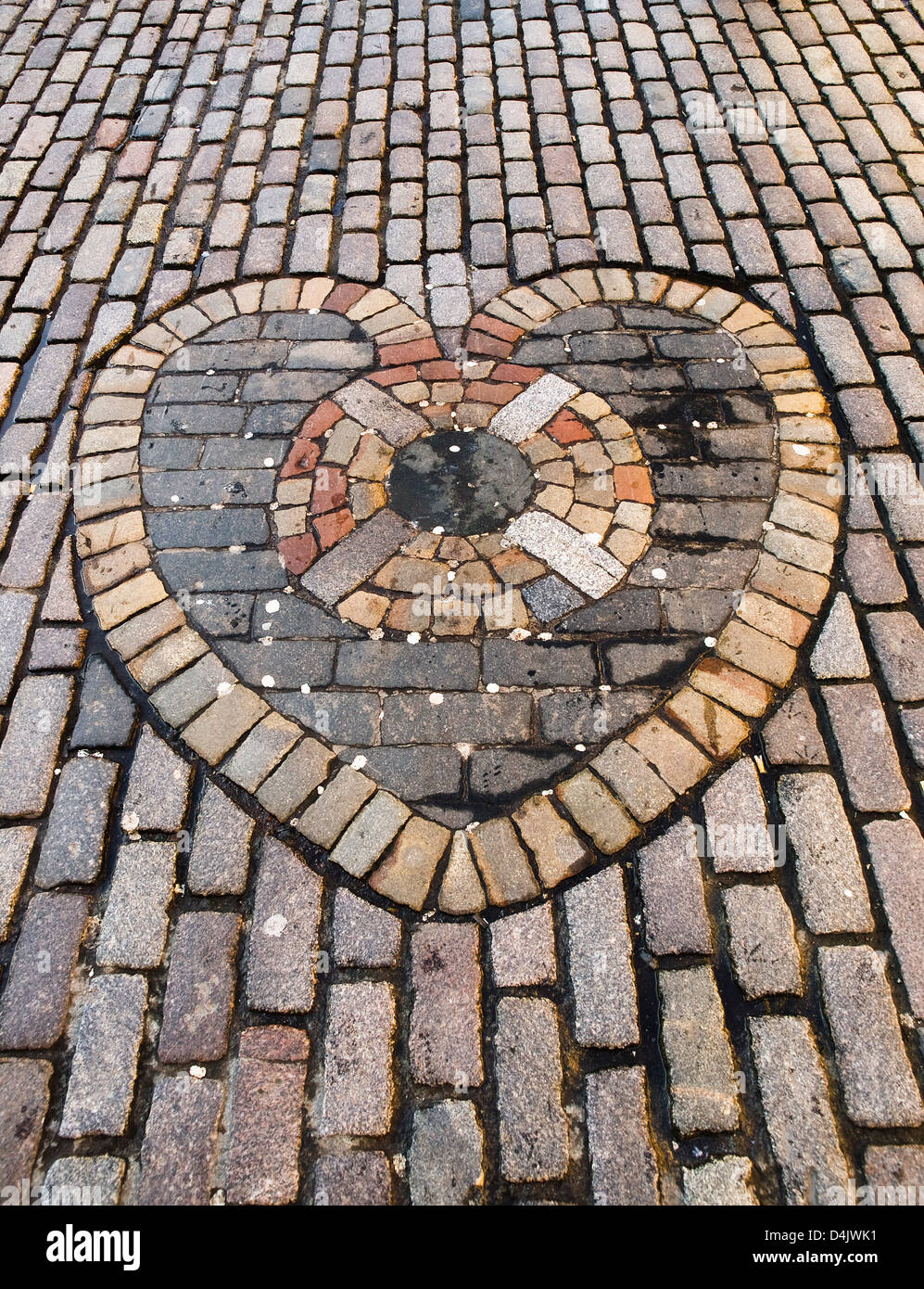 Coeur de pierre pavés. Le cœur est situé dans la ville écossaise d'Édimbourg. Banque D'Images
