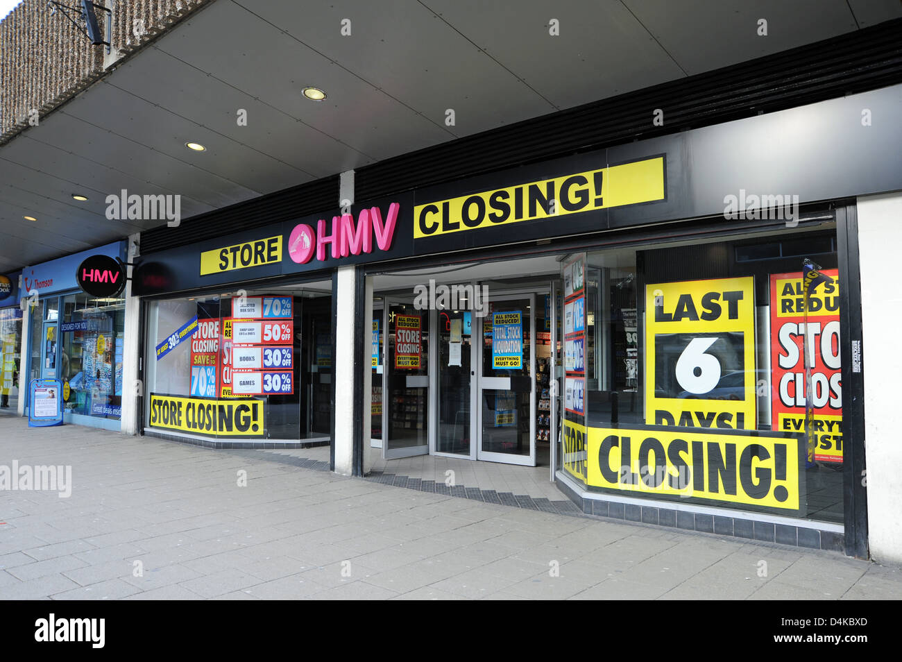 Fermeture du magasin HMV downin Barnsley centre ville Yorkshire UK Banque D'Images