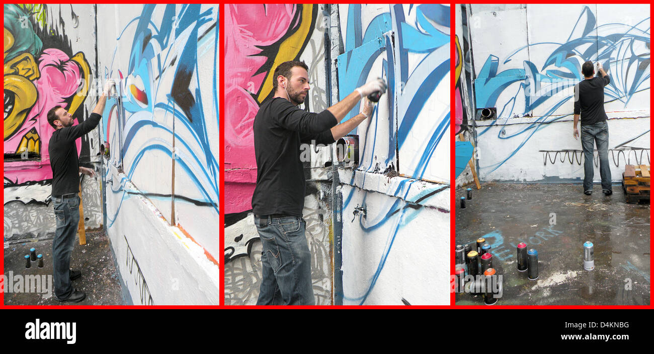 Image composite d'une peinture de l'artiste graffiti espagnol à 5 Pointz à Long Island City, Queens, New York Banque D'Images