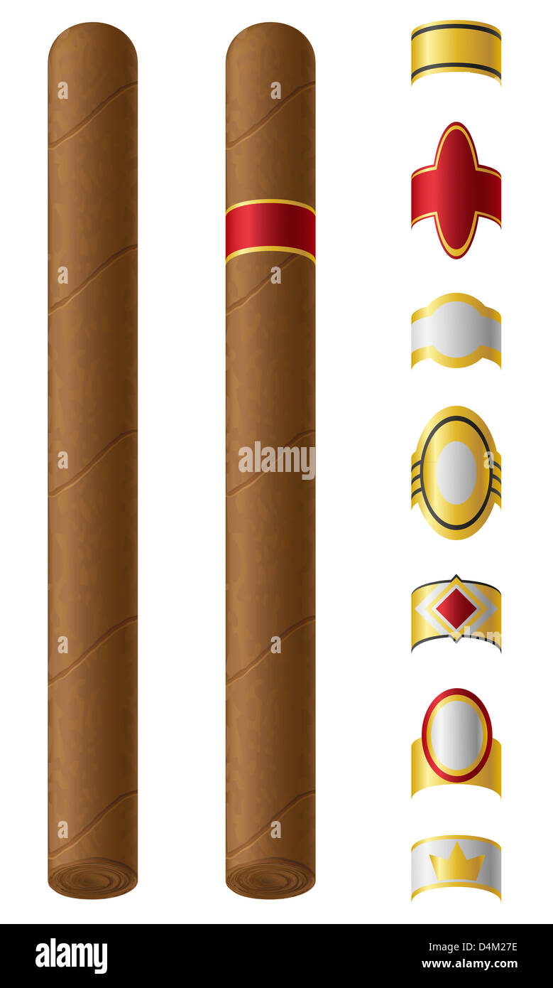 Les étiquettes de cigares pour eux illustration isolé sur fond blanc Banque D'Images