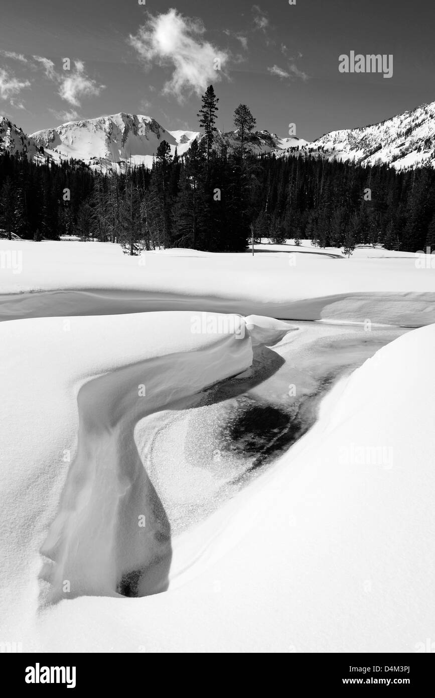 Printemps partiellement gelé en haut des montagnes de l'Oregon Wallowa. Banque D'Images