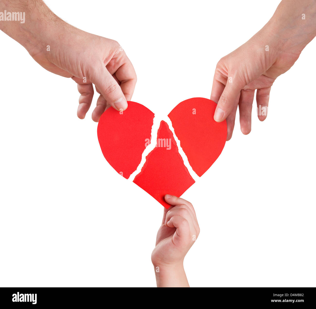 Les mains de la famille connexion de morceaux de hart, chemin de détourage inclus Banque D'Images