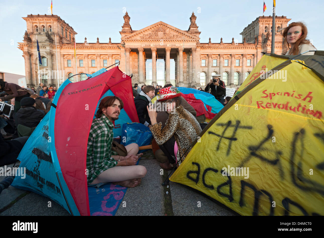 Berlin, Allemagne, mouvement Occupy devant le Reichstag Banque D'Images