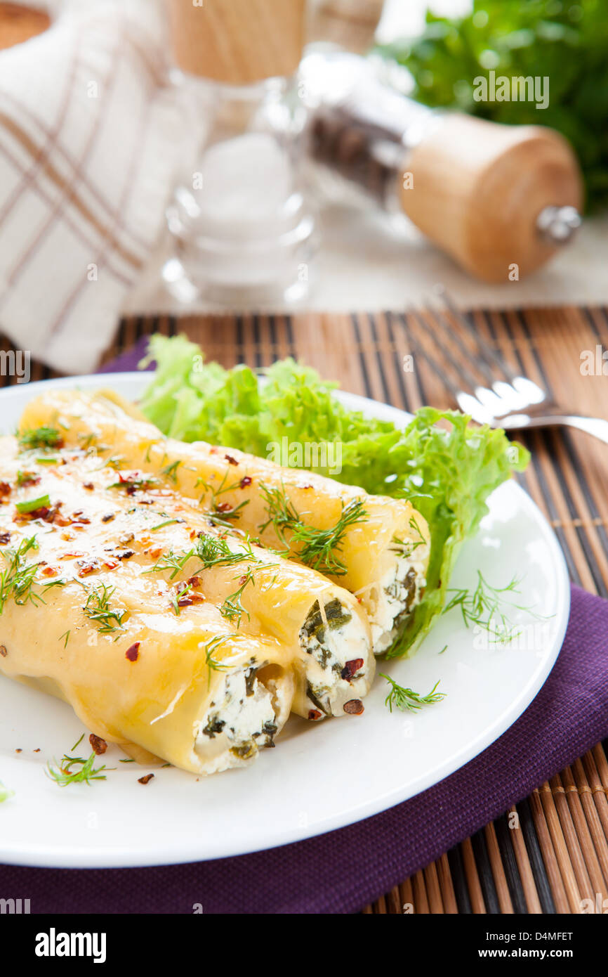 Cannelloni à la ricotta italienne, de l'alimentation libre Banque D'Images