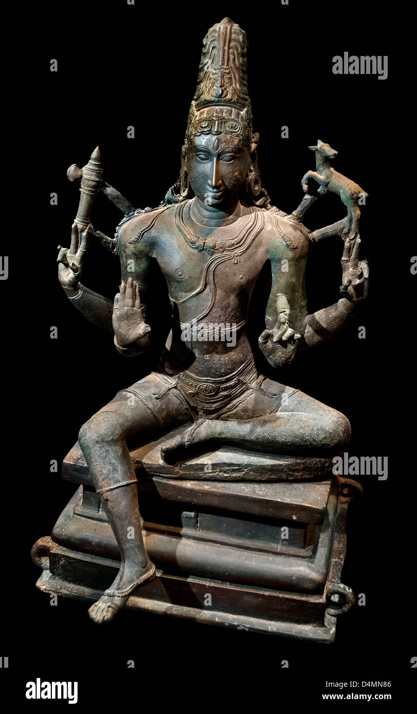 Vishapaharana Kilappudanur Nannilam Vishapaharanar ) ( Tiruvarur Shiva ixe siècle Inde Hindu statuette en bronze Banque D'Images