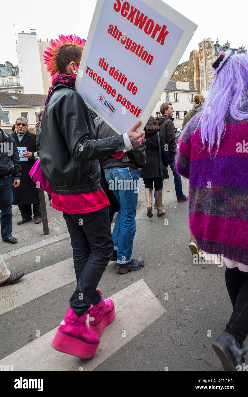 Paris, France, en français N.G.O Anti-Prosititution pour protester contre la loi interdisant à l'racolage passif pour les clients, Banque D'Images