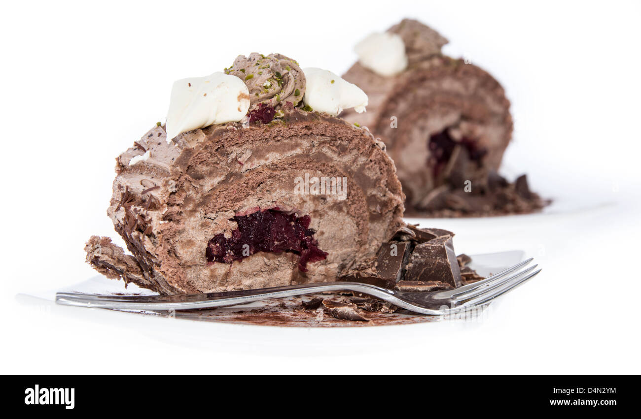 Gâteau au chocolat isolé sur fond blanc Banque D'Images