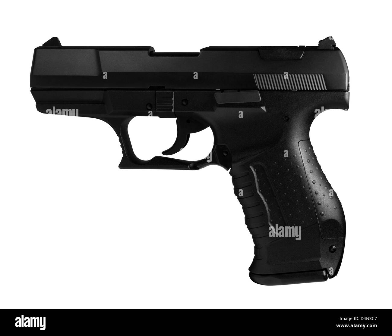 Sur le côté de la photographie de studio un pistolet en noir blanc retour Banque D'Images