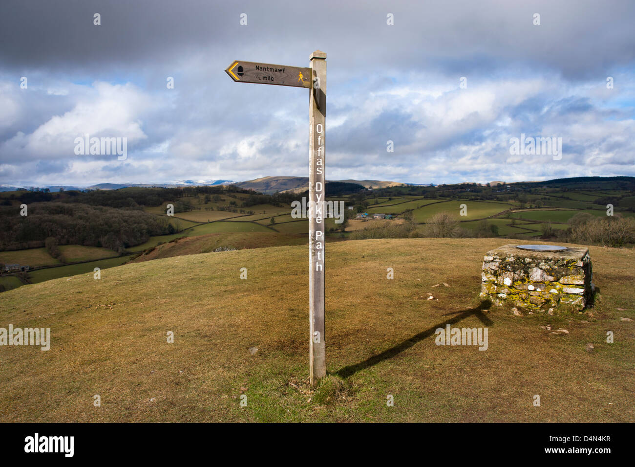 Offa's Dyke Sentier national à Moelydd hill, Shropshire, Angleterre Banque D'Images