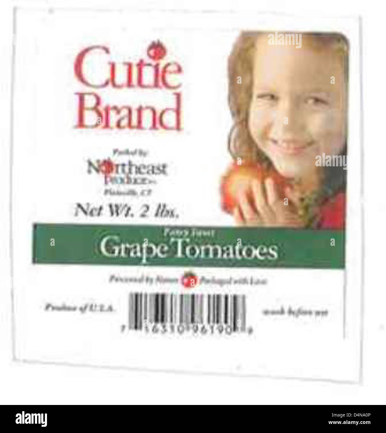 Un rappel a été émis pour les tomates raisin vendues sous les noms Cherry Berries, Cutie et Fancy Sweet en raison de problèmes de contamination. Les produits touchés ont été distribués par Northeast Produce et pourraient poser un risque pour la salubrité des aliments. Banque D'Images