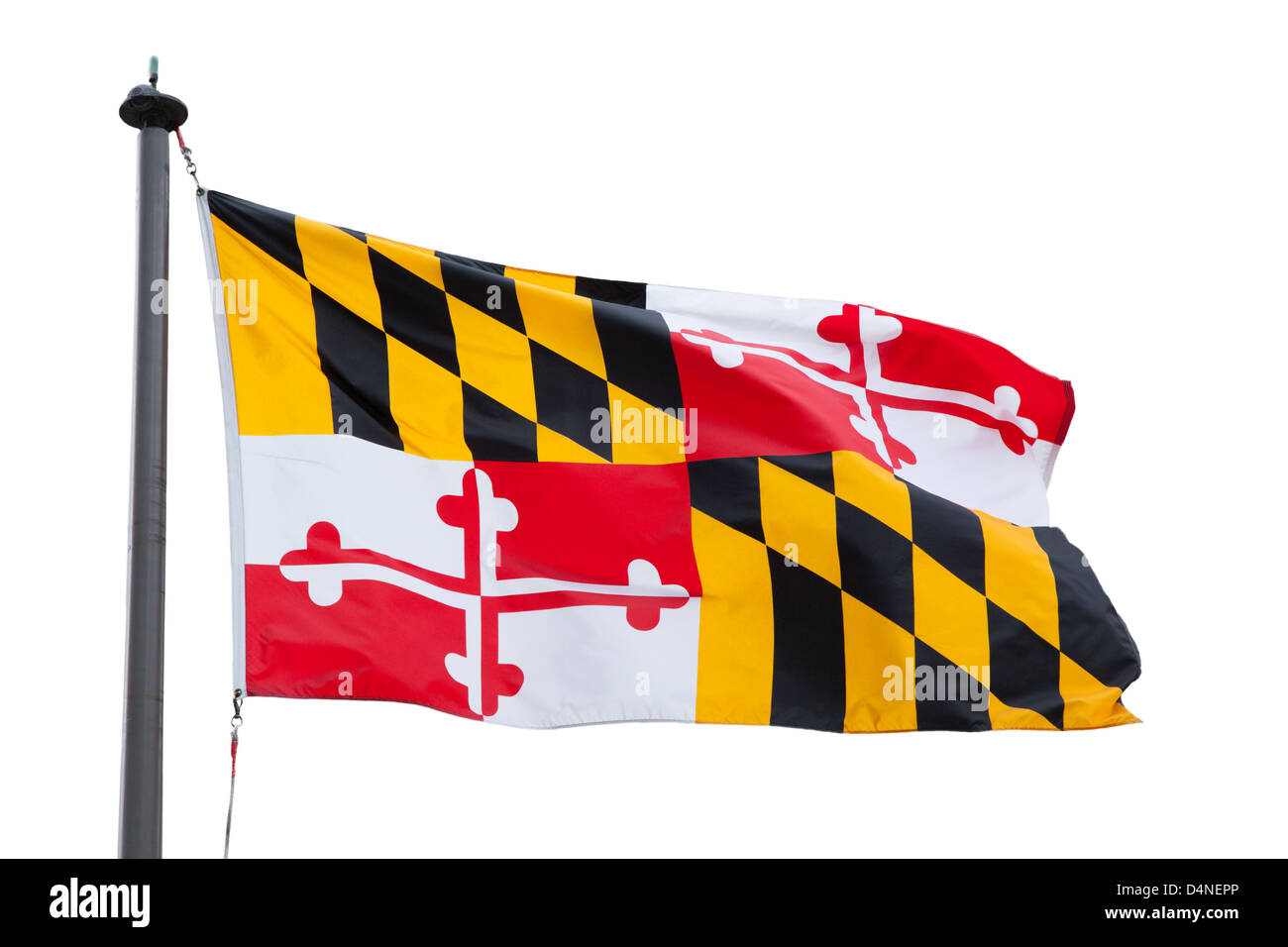 Pavillon du Maryland, aux États-Unis, à l'aide d'armes de Cecilius Calvert, 2e baron Baltimore, seul état basé sur l'héraldique du drapeau anglais Banque D'Images
