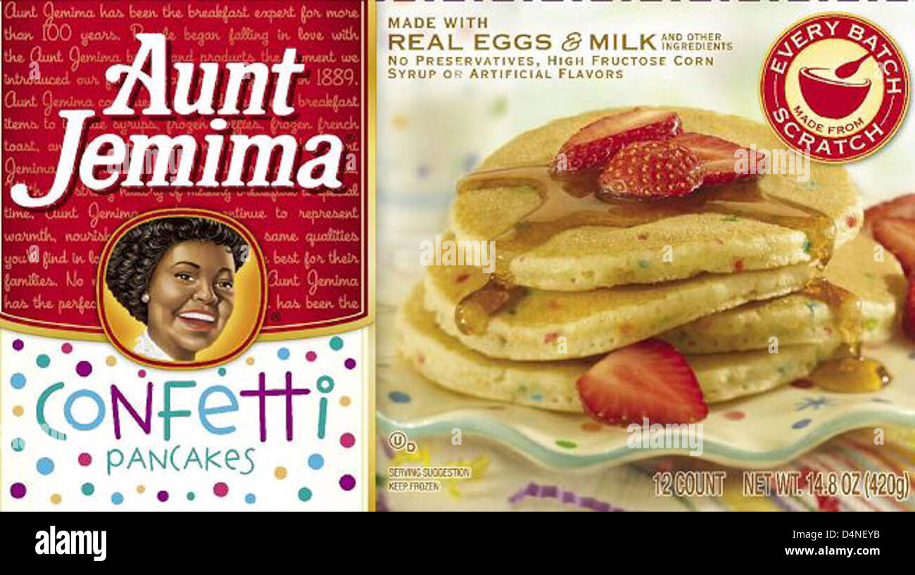 Pinnacle Foods Group a émis un rappel de crêpes congelées tante Jemima en raison de la présence non déclarée d'allergènes. Le produit contient des noix qui ne figuraient pas sur l'étiquette. Les consommateurs allergiques devraient éviter le produit affecté. Banque D'Images