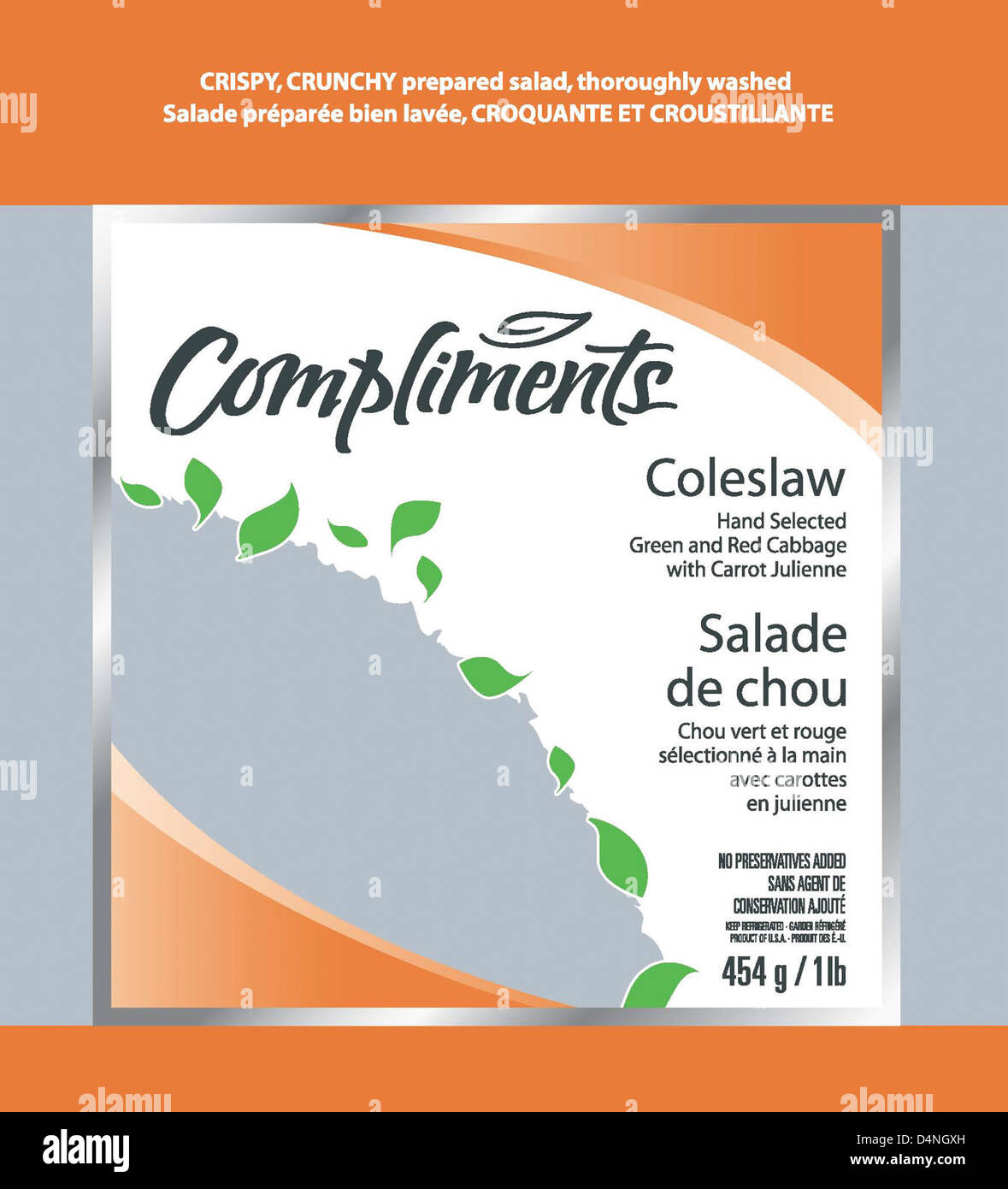 River Ranch Fresh Foods a rappelé des salades en sacs en raison d'une contamination potentielle par Listeria monocytogenes. Les consommateurs doivent jeter ou retourner immédiatement les produits concernés. Banque D'Images