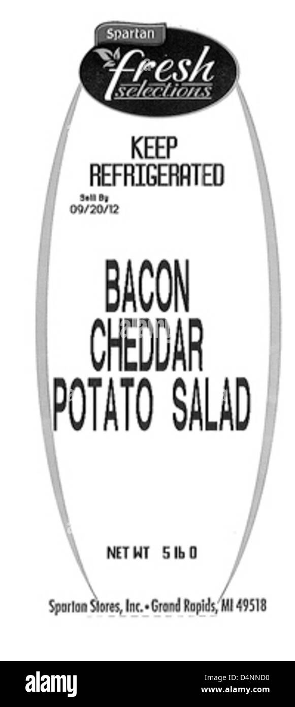 Spartan Stores a rappelé plusieurs produits de charcuterie en raison de leur contamination par Listeria monocytogenes. Les produits touchés devraient être retournés pour un remboursement afin d'assurer la salubrité des aliments. Banque D'Images