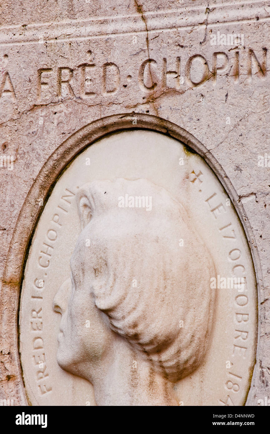 La tombe de Frédéric Chopin dans le cimetière du Père Lachaise. Banque D'Images